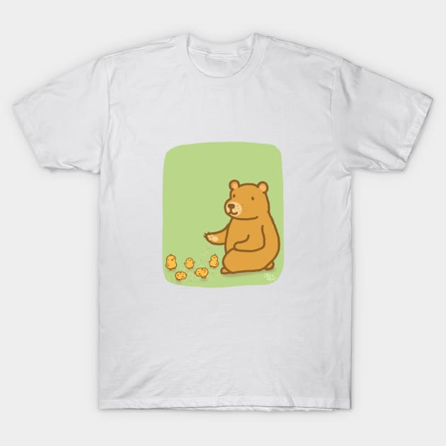 Maurice the Bear - Feeding the Chickens T-Shirt by KatiaMart